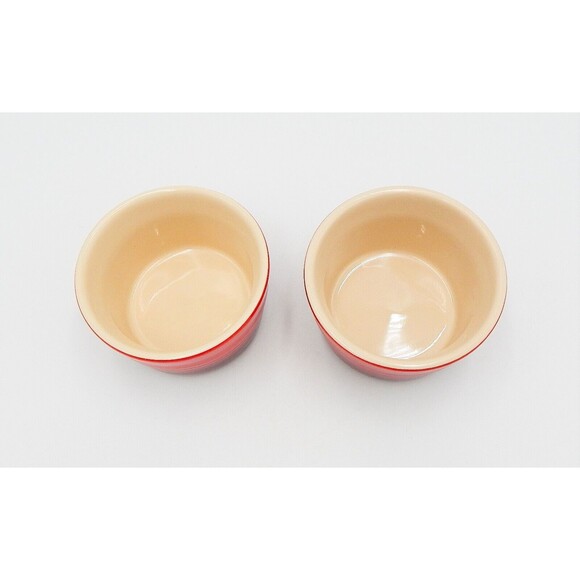 Le Creuset Stoneware Red Ombré Ramekin Ribbed Custard Cups Set of 2 - Picture 3 of 7